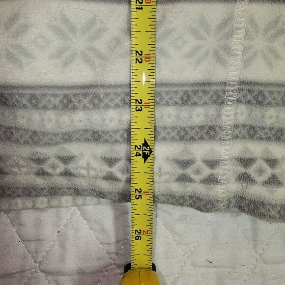 Lands end womens pullover fair isle white grey full zip fleece size large winter - Picture 6 of 9